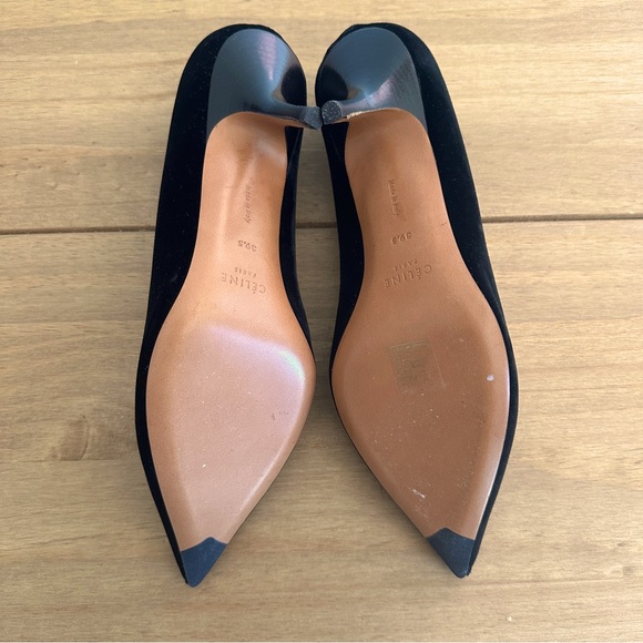 Celine Black Velvet Soft V Heels Size 39.5 - Picture 5 of 5